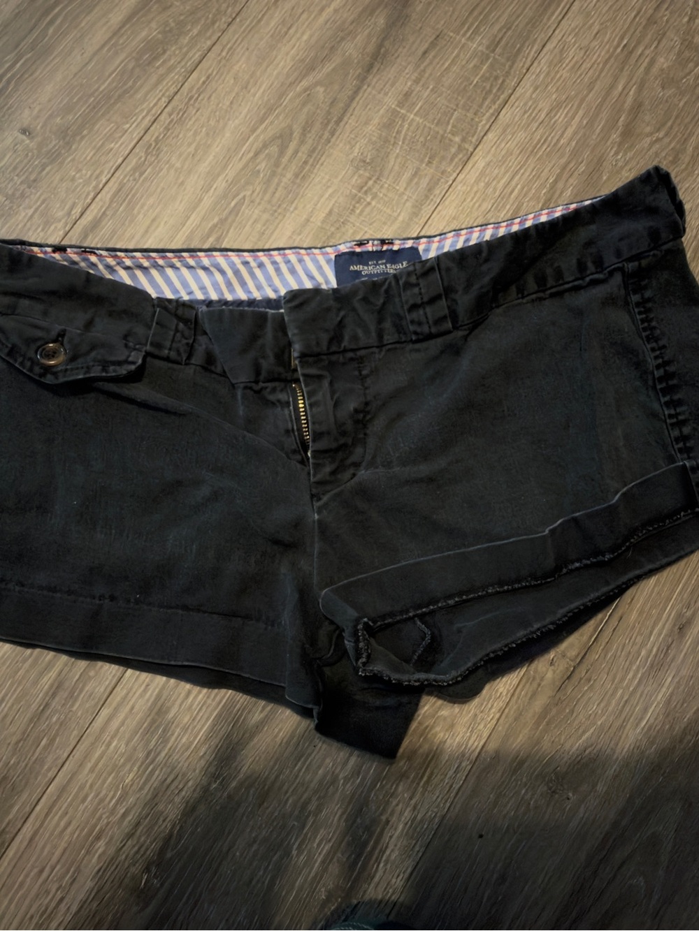 American Eagle Outfitters Black Cuffed Denim Shorts
